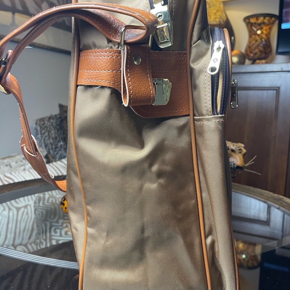 Samsonite Vintage Shoulder Bag Messenger Briefcase Luggage Tan Brown Leather - Picture 2 of 5